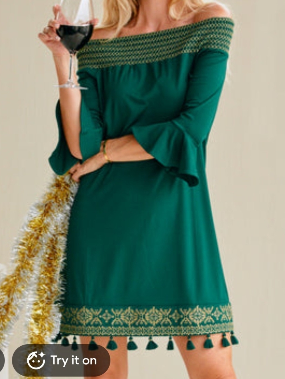 Cabana Life UPF 50 Emerald Off The Shoulder Dress Large NWT Resortwear Holiday